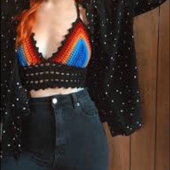 ZARA CROCHET colour bralette crop top S - Picture 6 of 8